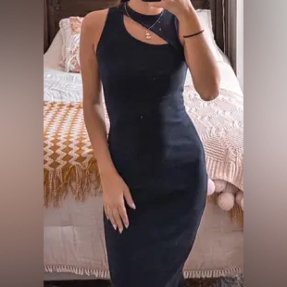 Melrose and Market Cutout Black Midi Dress